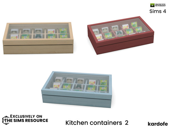 Sims 4 — kardofe_Kitchen containers_Tea box by kardofe — Wooden box, with glass lid, for storing tea bags, decorative, in