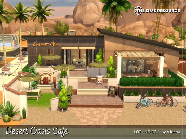 Sims 4 — Desert Oasis Cafe by Alenna2 — Cozy cafe where you can meet up with friends and have a nice cup of coffee. No CC