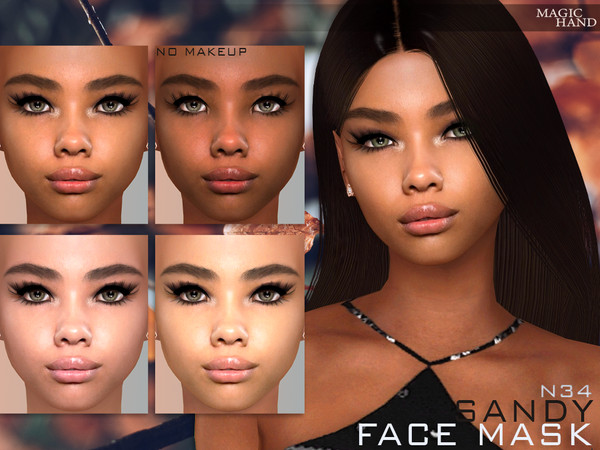 Sims 4 — [Patreon] Sandy Face Mask N34 by MagicHand — Brown girl face in 5 skin color variations - HQ Compatible. Preview