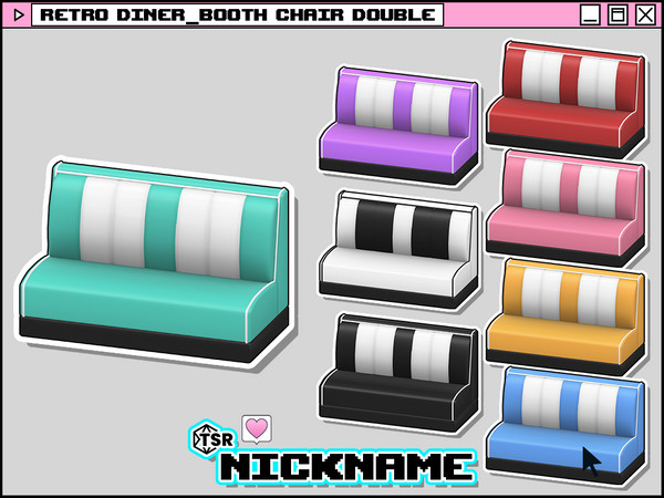 Sims 4 — retro diner_booth chair double by NICKNAME_sims4 — retro diner set 10 package files. retro diner_counter retro
