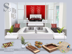 Sims 3 — Odyssey Bedroom by SIMcredible! — This set was designed to be a suite (bathroom + bedroom) combo. The lines of