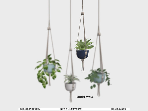 Sims 4 — Millennial - Hanging plant (V2 - short) by Syboubou — This is a hanging plant from ceiling for short wall