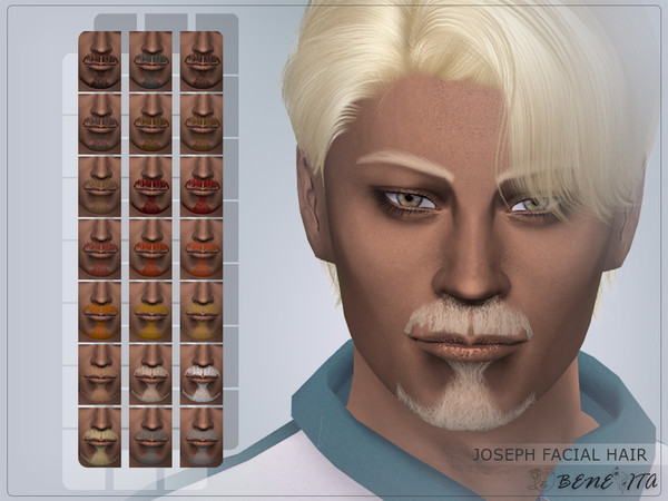 Sims 4 — Joseph Facial Hair [HQ] by Benevita — Joseph Facial Hair HQ Mod Compatible 21 Swatches I hope you like!