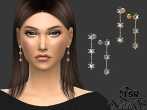 Sims 4 — Delicate diamond drop earrings by Natalis — Delicate diamond drop earrings. 3 color options. Female teen- adult-