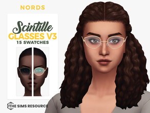 Sims 4 — Scintille Glasses V3 by Nords — A pair of cat eye glasses with metal frame for adult male and female sims. It