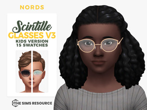 Sims 4 — Scintille Glasses V3 for Kids by Nords — A pair of cat eye glasses with metal frame for male and female