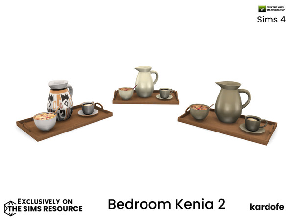 Sims 4 — kardofe_Bedroom Kenia_Tray by kardofe — Decorative tray, with mug, cup and cereal bowl, in three colour options