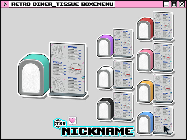 Sims 4 — retro diner_tissue box&menu by NICKNAME_sims4 — retro diner deco set 10 package files. retro diner_tissue