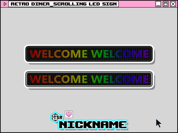 Sims 4 — retro diner_Scrolling LED sign by NICKNAME_sims4 — retro diner sign set 10 package files. retro diner_outdoor