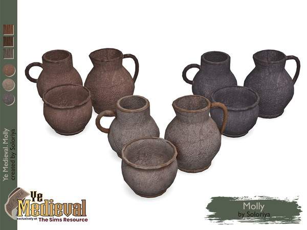 Sims 4 — Ye Medieval. Molly. Jugs by soloriya — Medieval jugs. Part of Ye Medieval Molly set. 3 color variations.