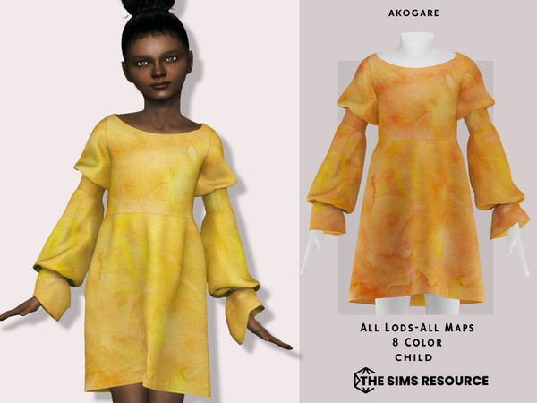 Sims 4 — Dress No.273 by _Akogare_ — Akogare Dress No.273 -8 Colors - New Mesh (All LODs) - All Texture Maps - HQ