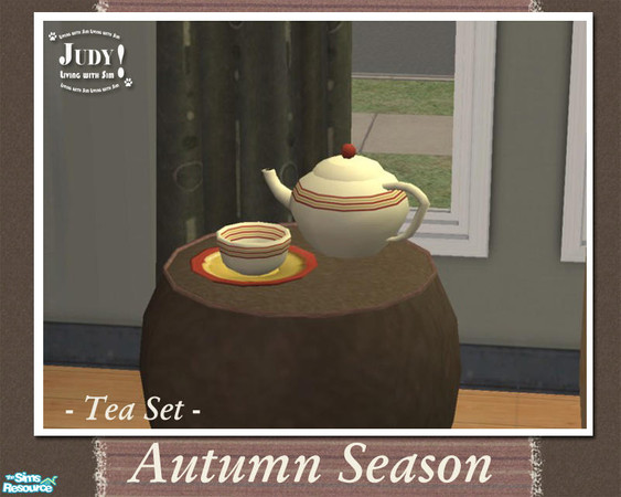 Sims 2 — Judy Autumn Living Room - Tea Set by judyhugsnoopy — A new recolor set to welcome Autumn Season. You must need