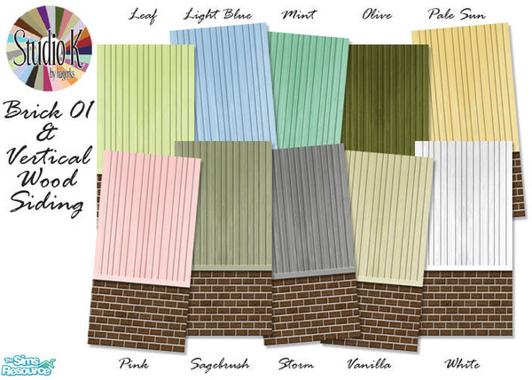 Sims 2 — Studio K Brick 01 & VWS Series 02 by StudioKhagerks — 11-20 of 20 colors of the Brick 01 & Vertical Wood