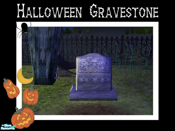 Sims 2 — Halloween Gravestone by Shakeshaft — Part of a set of Caskets and Graves to decorate your sim cemeteries....also