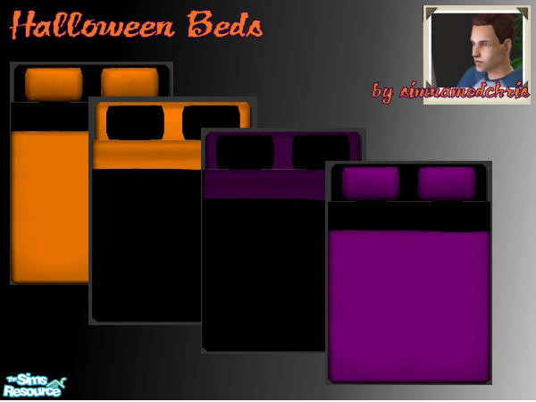Sims 2 — Halloween Beds by simnamedchris — A set of Halloween-colored beds. TSRAA. Enjoy!