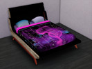 Sims 4 — Base Game Bed Recolor by BeccaB3232 — No mesh needed. It is a Base Game bed. All art on the blanket is art that
