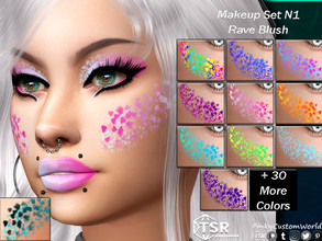 Sims 4 — Makeup Set N1 - Rave Blush by PinkyCustomWorld — Cute blush with small hearts in a wide variety of bright