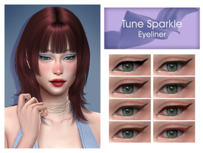 Sims 4 — Tune Sparkle Liner by Lisaminicatsims — -Tune Sparkle Make Up Set -New Mesh -Eyeliner category -HQ comatble -8