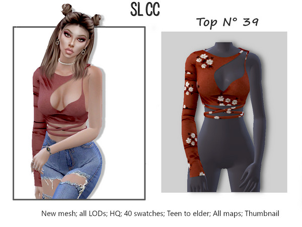 Sims 4 — Top 39 by Mona — -New mesh- -40 swatches- -Teen to elder- -All Maps- -All Lods- -HQ- -Catalog Thumbnail-