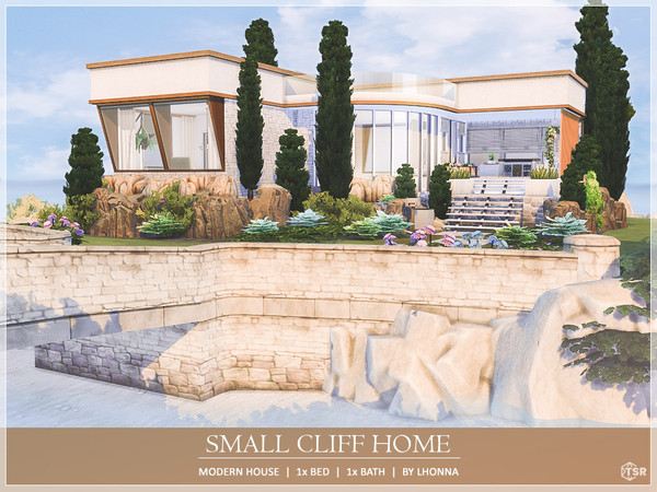 Sims 4 — Small Cliff Home /No CC/ by Lhonna — Small, modern summer house with beautiful cliff scenery. For a single sim