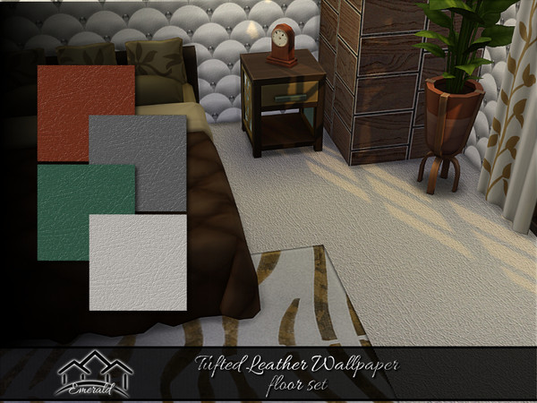 Sims 4 — Tufted Leather Wallpaper floor set by Emerald — Comfortable, elegant leather!