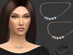 Sims 4 — Gentle diamond cluster necklace by Natalis — Gentle diamond cluster short chain necklace. Female teen- elder. 3