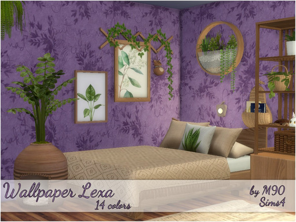 Sims 4 — Lexa by Mircia90 — Wallpaper with floral motif in 14 colors.