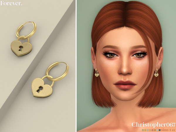 Sims 4 — Forever Earrings by christopher0672 — This is a darling pair of small heart-shaped locket charm earrings. 8