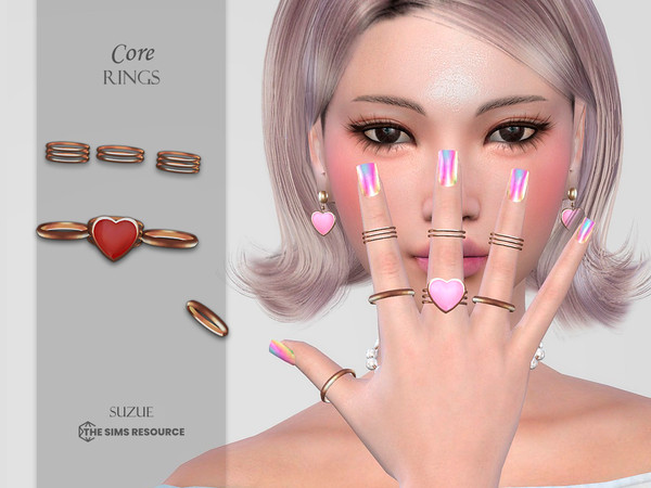 Sims 4 — Core Rings (Right Side) by Suzue — -New Mesh (Suzue) -8 Swatches -For Female -HQ Compatible 