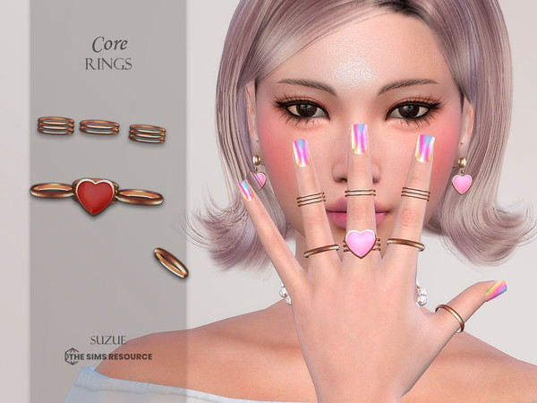 Sims 4 — Core Rings (Left Side) by Suzue — -New Mesh (Suzue) -8 Swatches -For Female -HQ Compatible