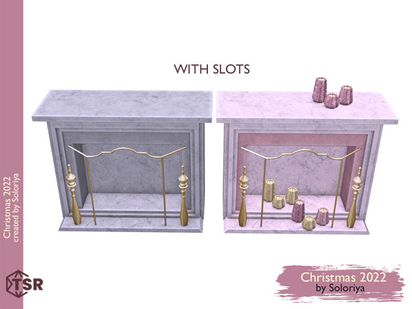 Sims 4 — Christmas 2022. Decorative Fireplace by soloriya — Decorative fireplace with slots. Part of Christmas 2022 set.
