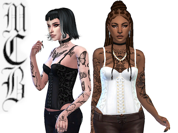 Sims 4 — Lace Corset Top by MaruChanBe2 — Beautiful corset top with lace <3 Two variations.