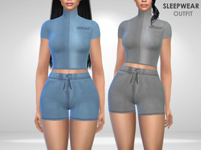 Sims 4 — Sleepwear Outfit by Puresim — Two piece sleepwear outfit in 3 swatches.