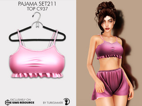 Sims 4 — Pajama SET211 - Top C937 by turksimmer — 10 Swatches Compatible with HQ mod Works with all of skins Custom