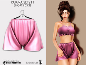 Sims 4 — Pajama SET211 - Shorts C938 by turksimmer — 10 Swatches Compatible with HQ mod Works with all of skins Custom