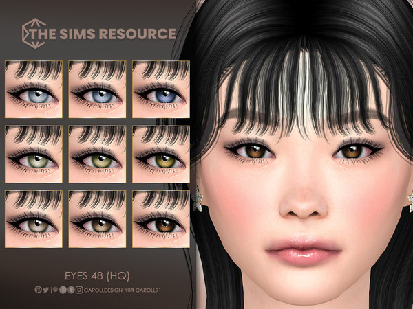 Sims 4 — Eyes 48 (HQ) by Caroll912 — A 9-swatch soft set of contact lenses in different shades of blue, green and brown.