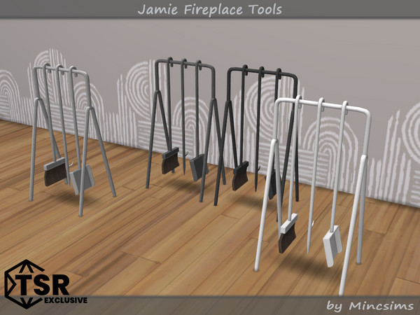 Sims 4 — Jamie Fireplace Tools by Mincsims — Basegame Compatible 4 swatches