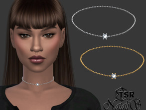 Sims 4 — Gentle diamond solitair choker by Natalis — Gentle diamond solitair choker. Female teen- elder. 3 colors. HQ mod