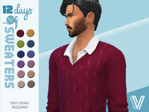 Sims 4 — 12Days of Sweater TL Vneck by SimmieV — A set of vneck sweaters with a white button up shirt. This sweater