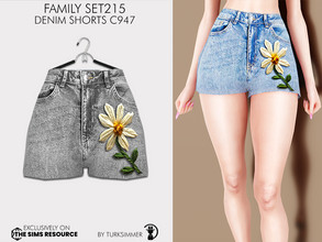 Sims 4 — Family SET215 - Denim Shorts C947 by turksimmer — 10 Swatches Compatible with HQ mod Works with all of skins