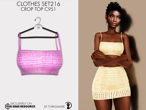 Sims 4 — Clothes SET216 - Crop Top C951 by turksimmer — 5 Swatches Compatible with HQ mod Works with all of skins Custom