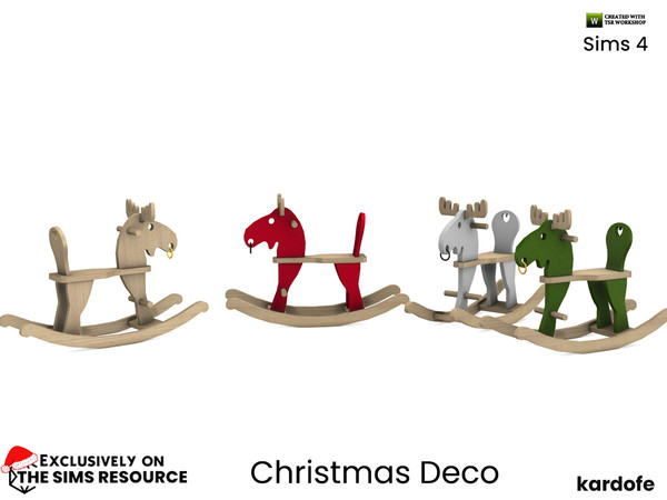 Sims 4 — Christmas Deco_Rocker by kardofe — Small rocking chair in the shape of a reindeer, decorative, in four colour
