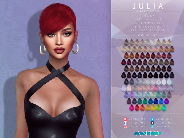 Sims 4 — [Patreon] Julia - Hairstyle by Anto — Pixie haircut Thank you so much for downloading my hairstyle. <3 If you