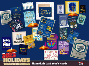Sims 4 — Hanukkah Last years cards  by evi — Last years wishes on the wall from a festive memory
