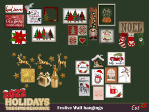 Sims 4 — Festive wall hungings  by evi — Christmas wall decorations recolours with bright colours.