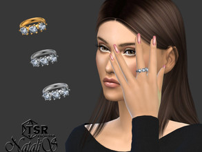 Sims 4 — Triple diamonds ring (mid left) by Natalis — Triple diamonds ring (mid left). Female teen- elder. 3 colors. HQ
