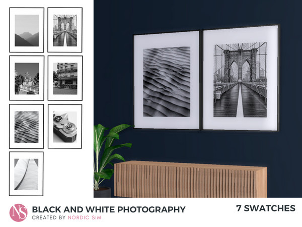 Sims 4 — Black and white photography by nordicsim1 — Modern framed pictures in black and white. Choose between 7
