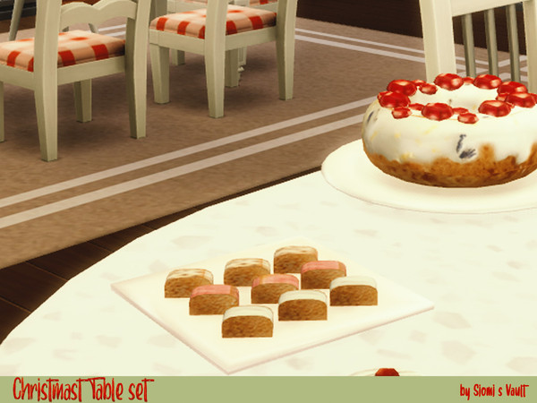 Sims 4 — Christmas set small cakes by siomisvault — I didn't know how to call this! So small cakes are more like slices