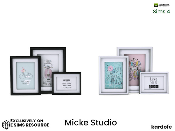 Sims 4 — kardofe_Micke Studio_Pictures 2 by kardofe — Group of three pictures leaning against the wall, in two different