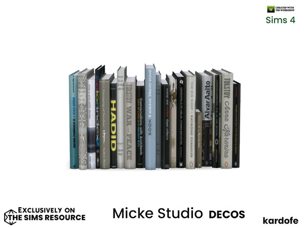 Sims 4 — kardofe_Micke Studio_Books 3 by kardofe — Group of many books of different sizes, decorative